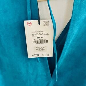 Vibrant Blue V-Neck suede kaftan